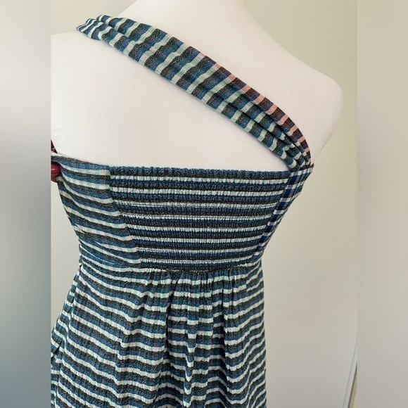 Maeve By Anthropologie Wavelet One Shoulder Strap Ruffle Dress  Size 2 - Picture 4 of 9